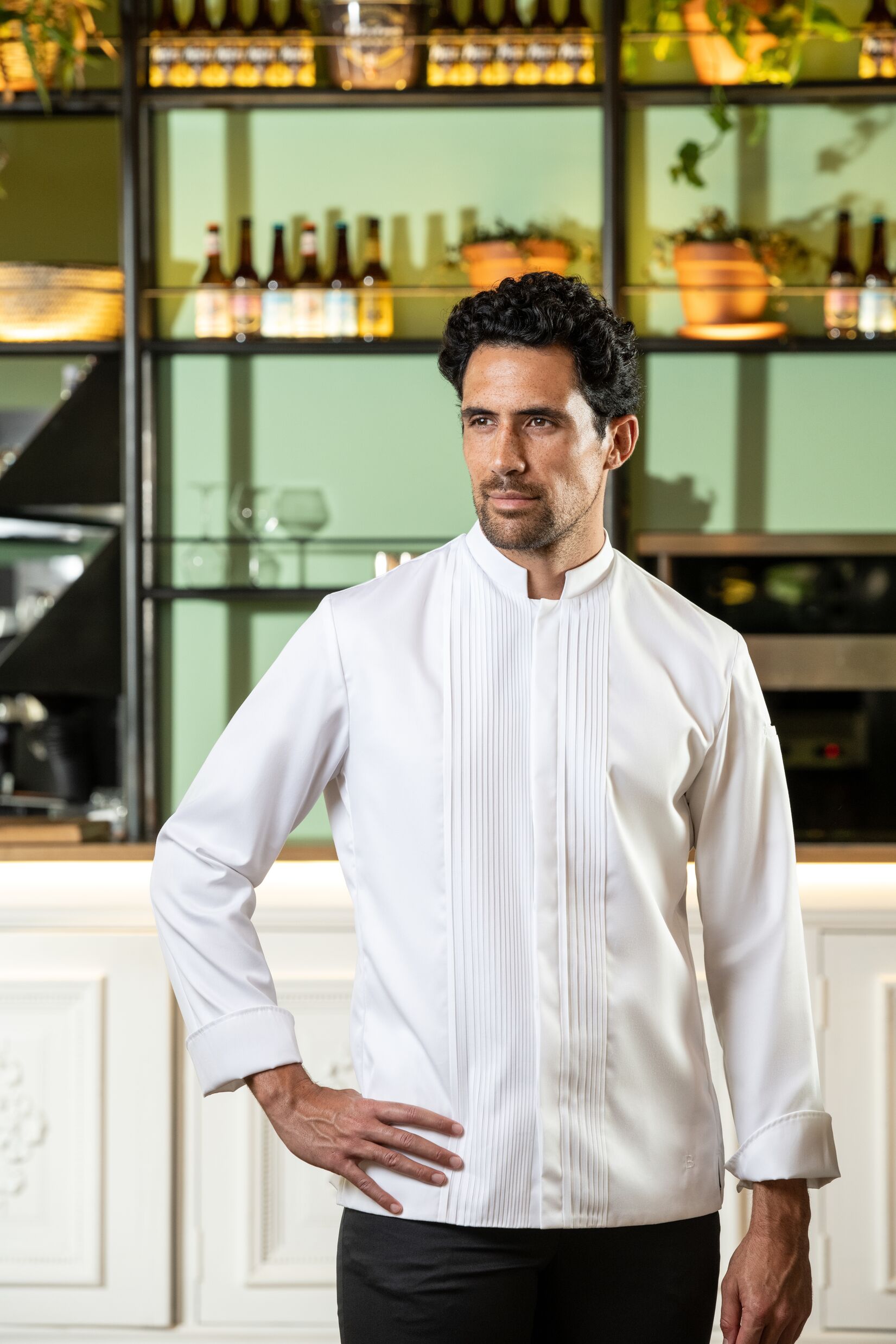 White cooking jacket for men |MONACO | Embroidery