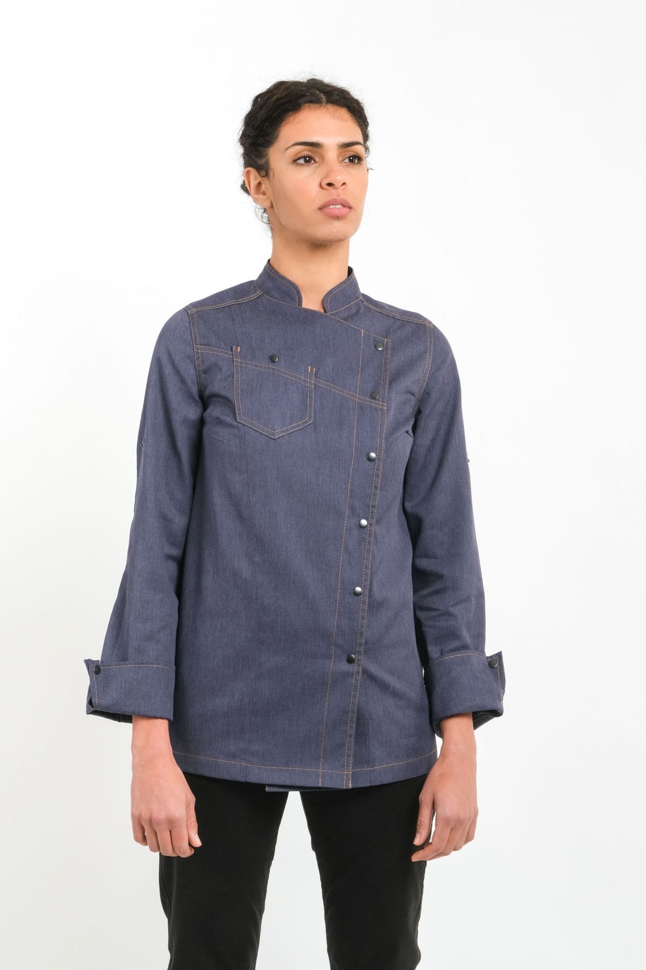 Denim chef jacket for women | BELLA jeans jacket blue | grey